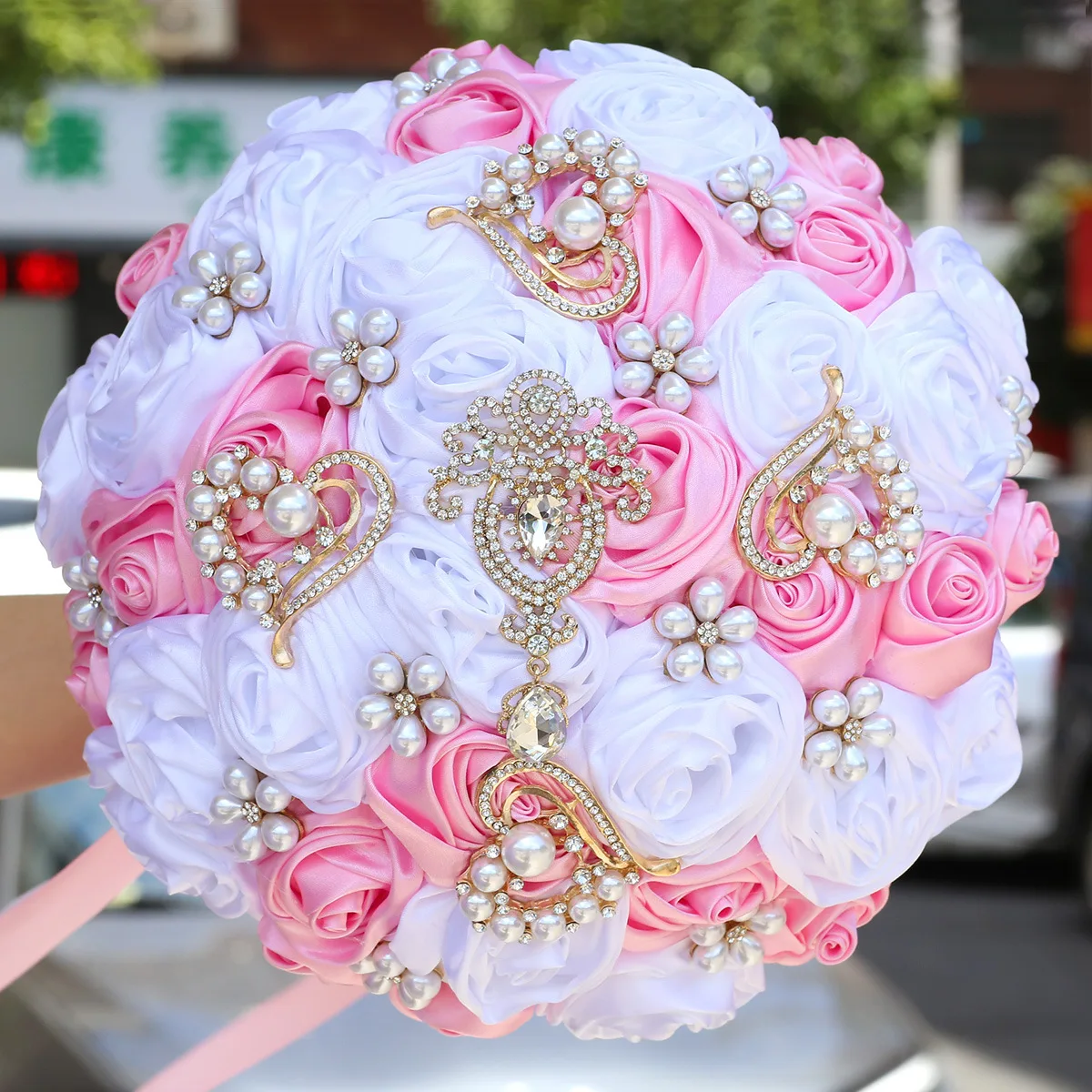 

1pc/lot Pink Bride Holding Flower Wedding Bouquet