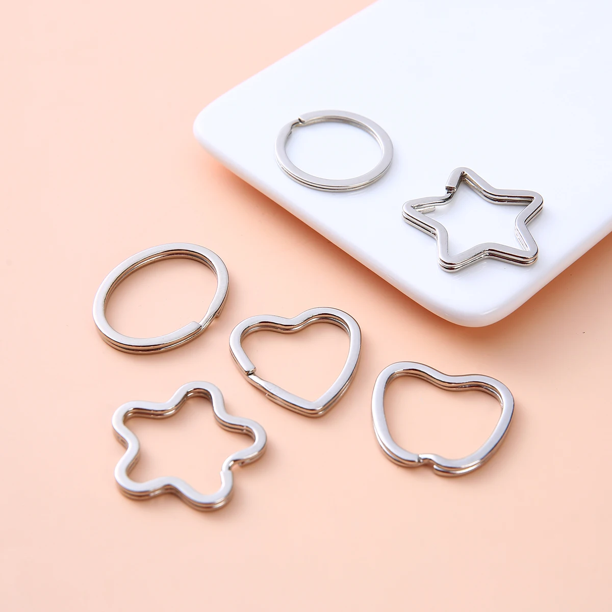 

5/10/20/50pcs Metal Key Rings Love Star Shaped Keychain Open Ring Keyings for Jewelry Making DIY Handcrafts Supplies