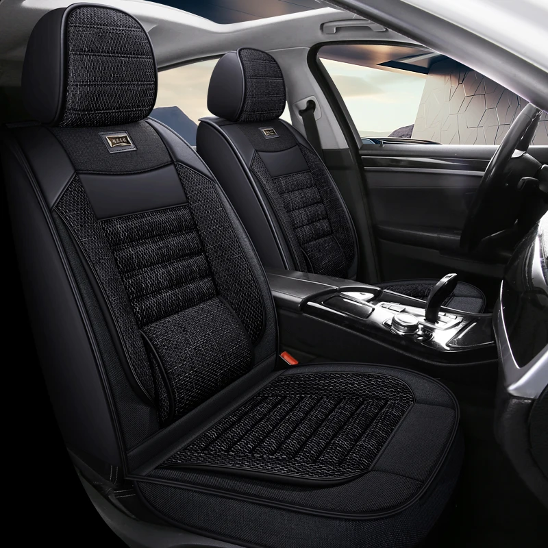 

2 шт. чехлов на передние сиденья, дышащие, льняные, всесезонные, с 3D-фиксированной поясничной поддержкой, полностью облегающие, улучшают комфорт вождения, подходят для большинства автомобилей