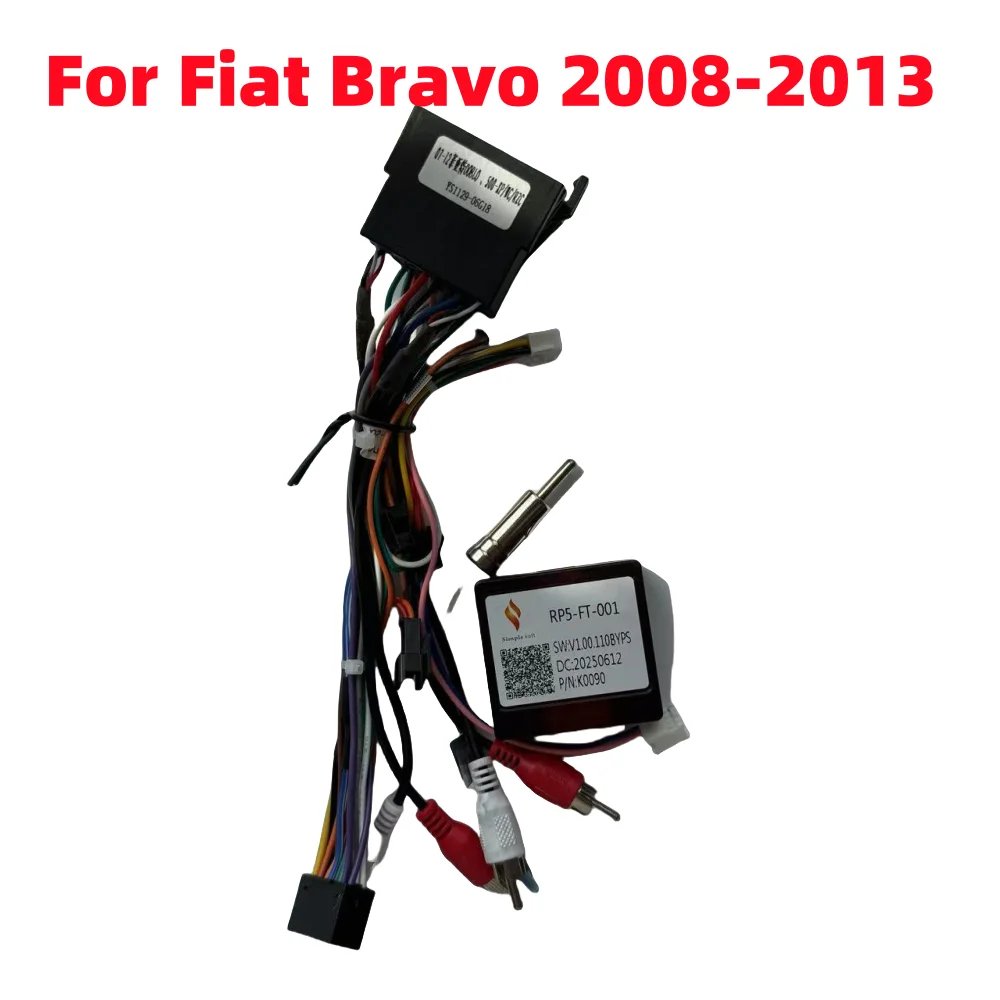 Caja Canbus Simple RP5-FT-001 para Fiat Bravo 2008-2013 Android 2 Din GPS Radio de coche cableado de 16 pines Cable de alimentación Harnss