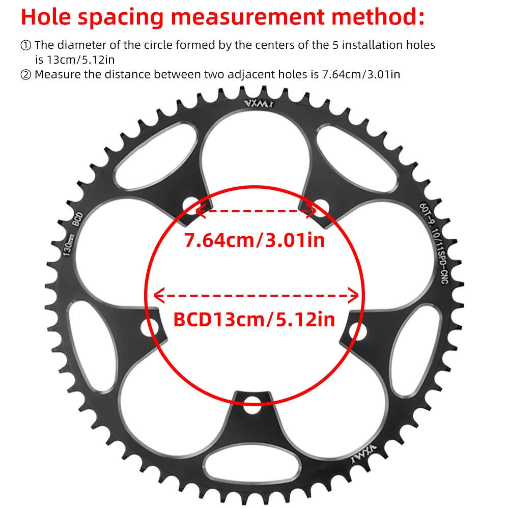 VXM Road Bicycle Folding Bike 130BCD Crank Aluminum Narrow Wide Chainring 38 42 48 52 60T Chainwheel Disc Sprocket Tooth Single view 2