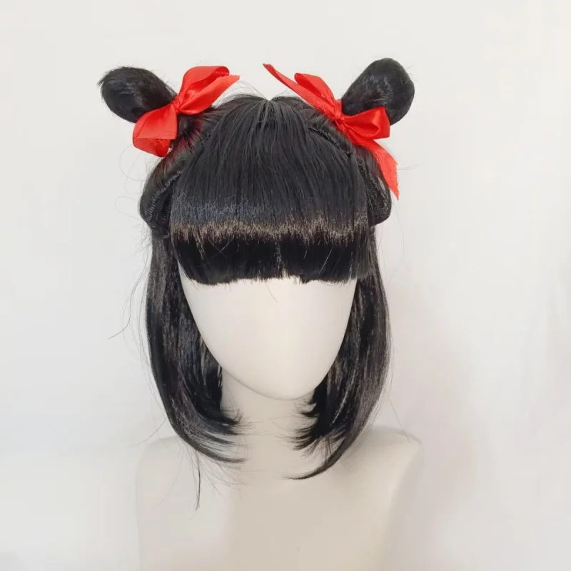 

Nezha Super Cute Performance Demon Child Descends Древний стиль Buncos Парик для школьного сезона