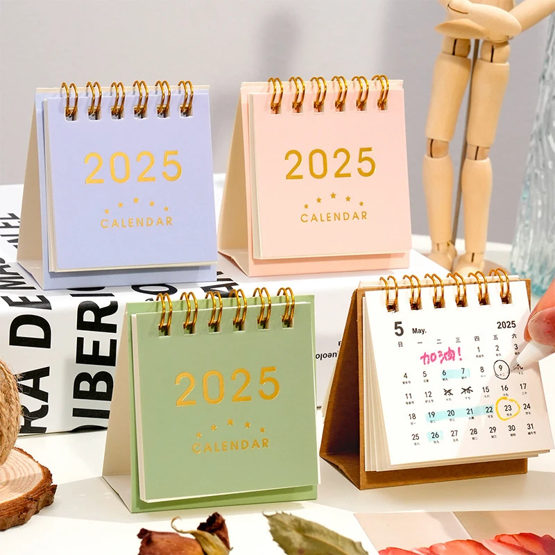 Simple Mini 2025 Calendar Desk Decoration Office School Supplies Daily Memo Calendar Punch Monthly Planner Decor Accessories