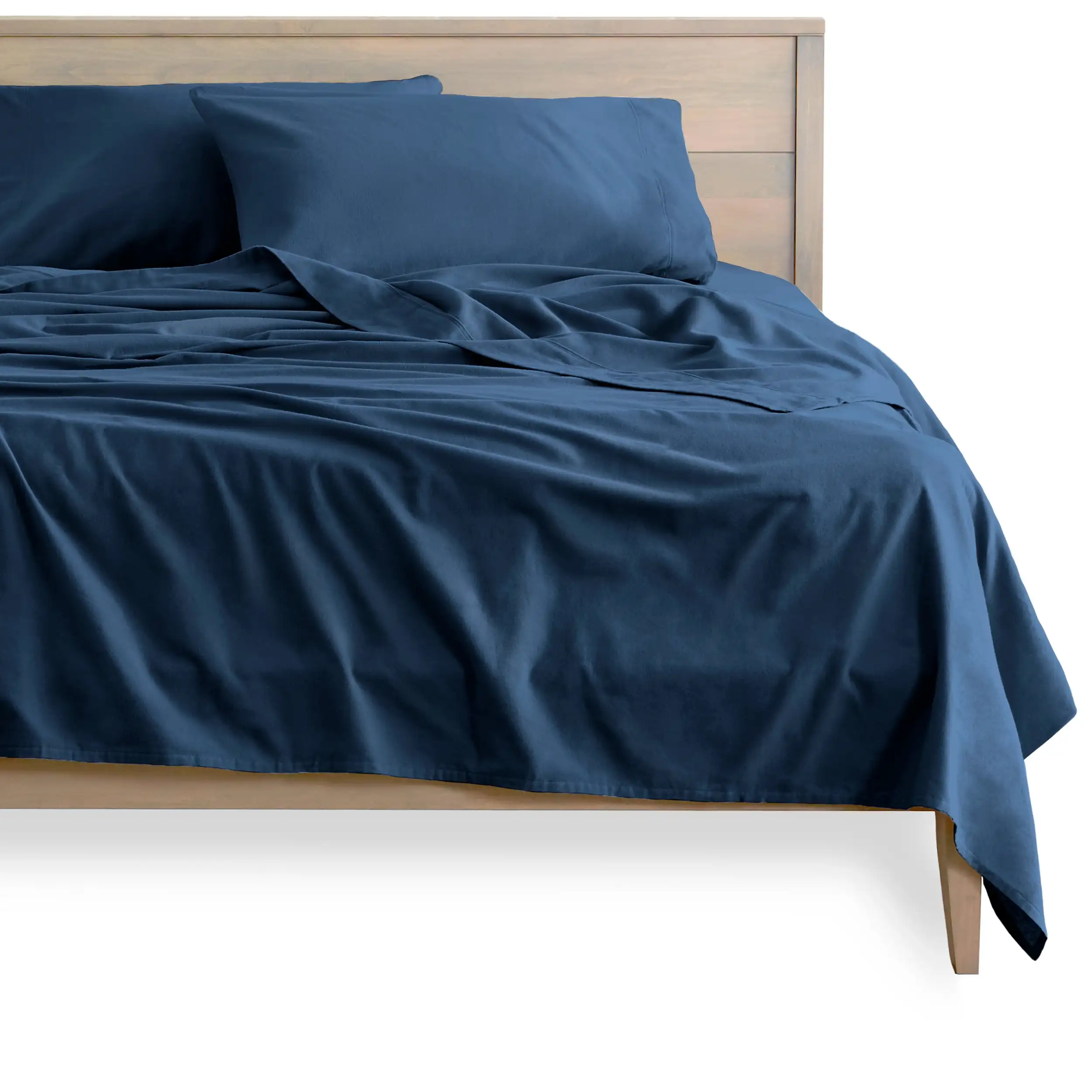 

100% Cotton Flannel Sheet Set, Heavyweight, Deep Pocket (Twin, Dark Blue)
