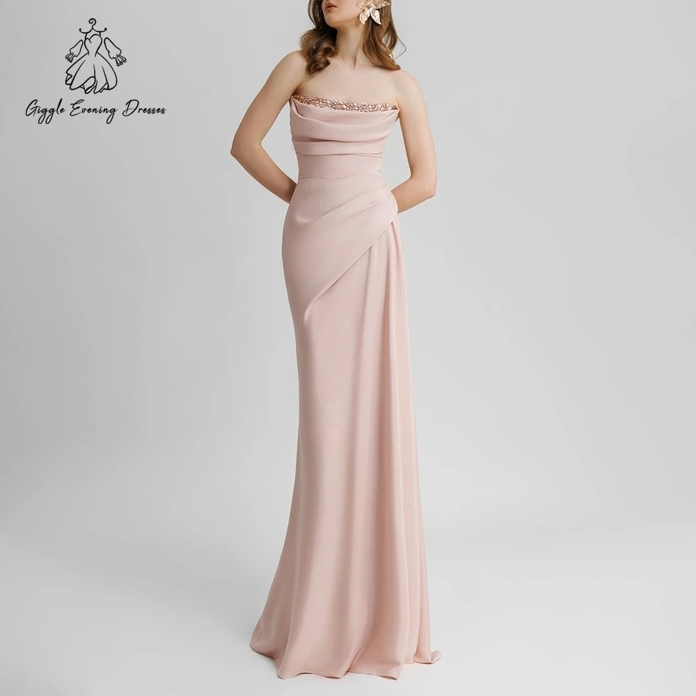 Giggle Rosa trägerlose Abendkleider, plissiertes Kristall-Meerjungfrau-Abschlussballkleid, elegantes Partykleid für formelle Anlässe für Damen, individuell gestaltet