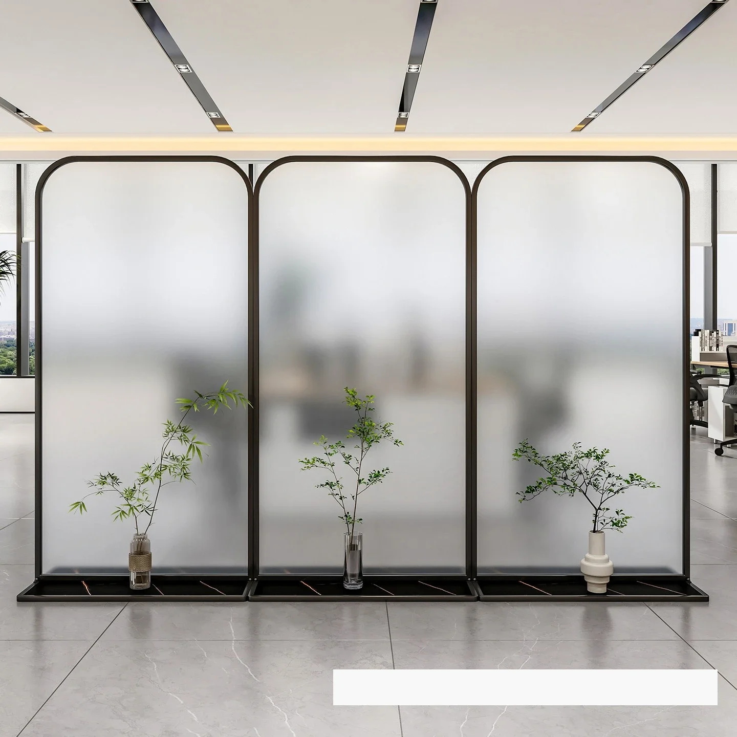 Movable glass screen partition office company hotel entrance modern simple live stream background wall baffle