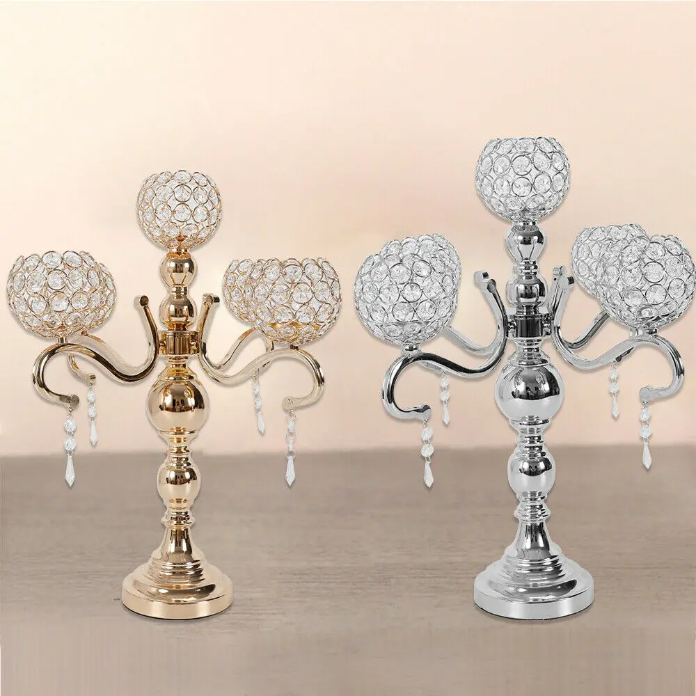 Gold And Silver Metal Candlesticks Flower Racks Vases Dining Table Centers Flower Racks Road Lead Wedding Decorations