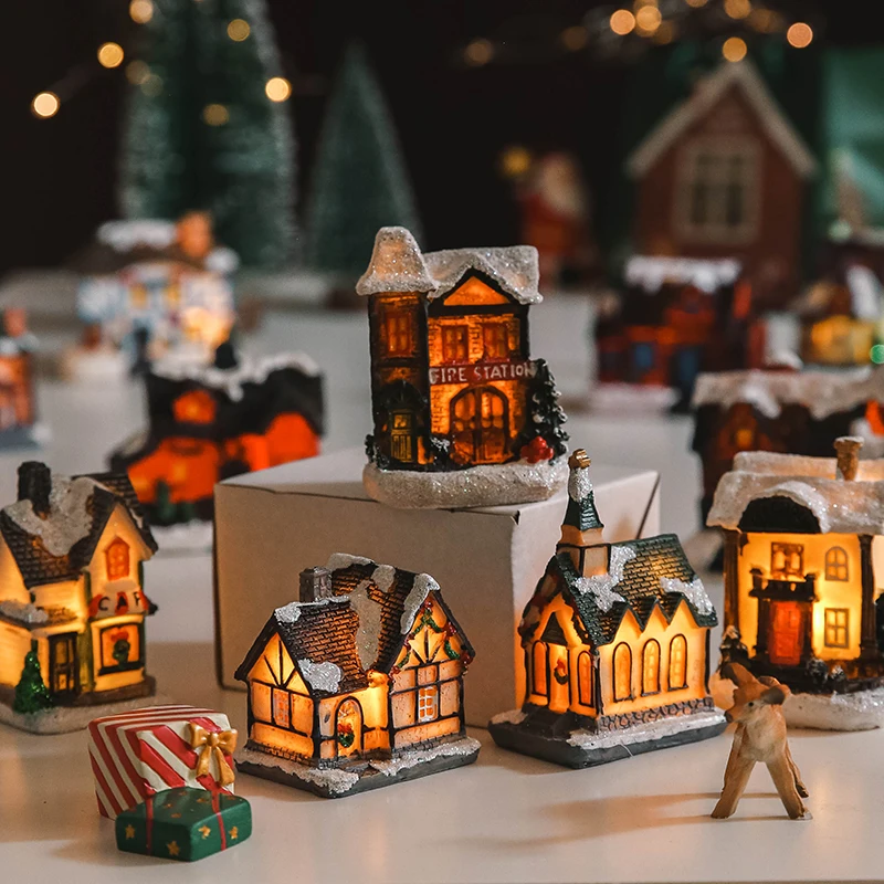 Christmas Gift Snow House LED Night Light Cute Desktop Decor for Girls Women Bedroom Home Warm White Atmosphere Lamp