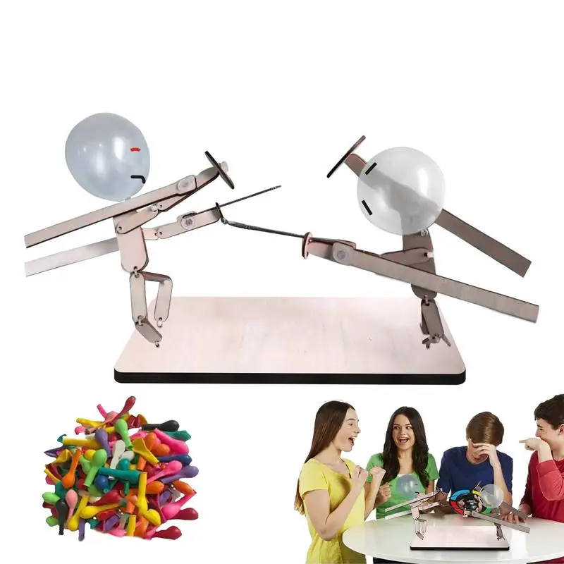 Juego de batalla de bambú para dos jugadores, marionetas de esgrima de madera hechas a mano, juego de batalla de robots de madera, globo de ritmo rápido