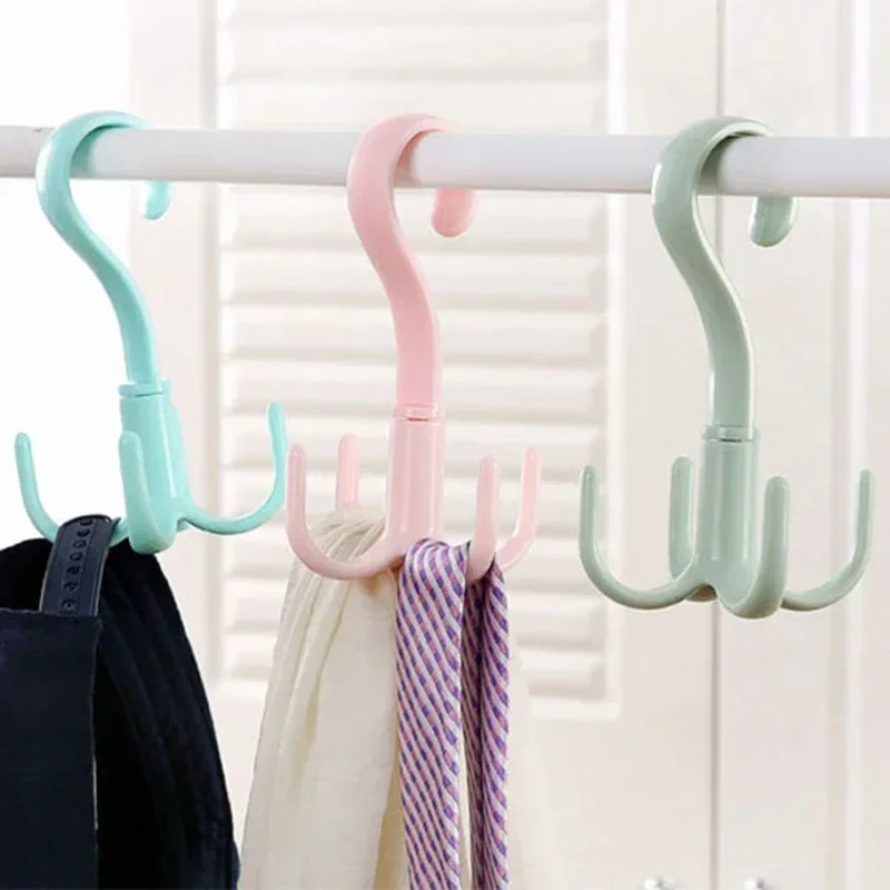 360 Degree Rotate Four Claws Hooks Dry Wet Dual Use Towel Hanger Home Clothes Shoes Sundries Multifunctional Organizers