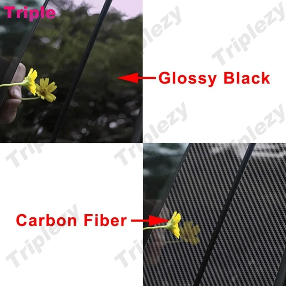 8Pcs Glossy Black Pillar Post Cover Door Trim Carbon Fiber Window Molding Sticker For Mercedes Benz GLK Class X204 2008-2015