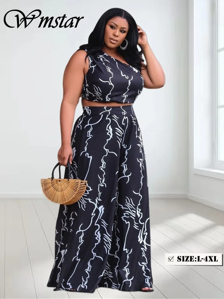 

Wmstar Plus Size Two Piece Sets Women Wholesale Dress Sets Print Fashion Street Wear Sweatsuit Matching Suit New Style 2025