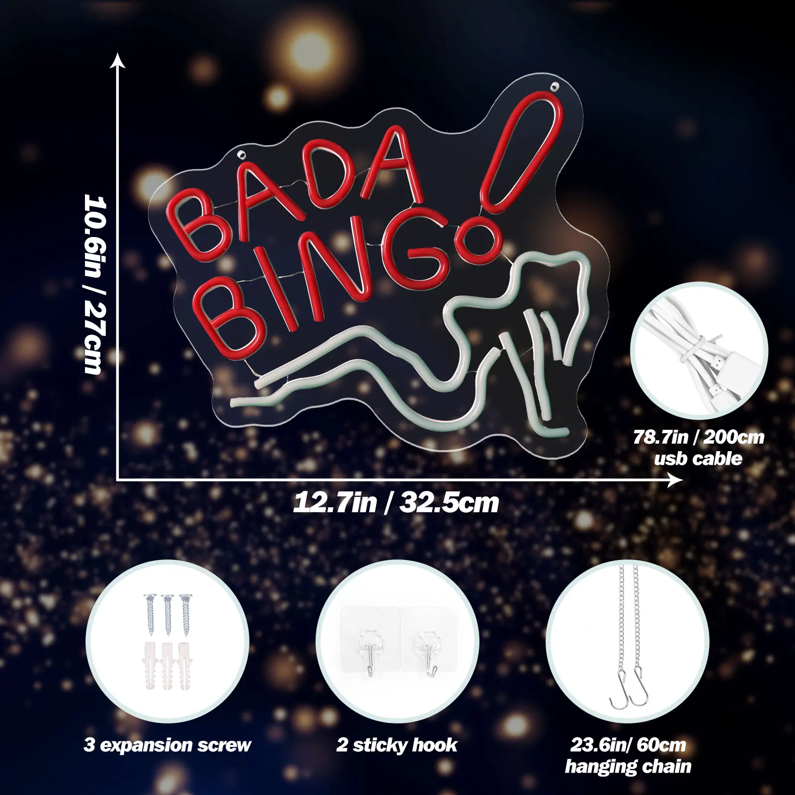 UponRay Bada Bing Neon Signs for Wall Decor for Man Cave Light Up Sign for Bedroom Bar Pub Store Club Party Dance Studio