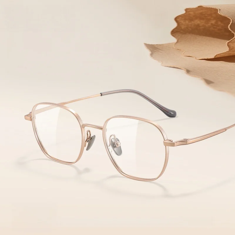 JAEVAR New Titanium Eyeframe Ultra Light Polygonal Wide Edge Women's Eyeframe Height Count Optical Prescription Frame 28016