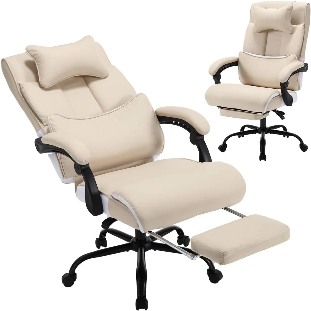 

Fully Reclining Office Chair with Foot Rest, Ergonomic Executive Office Desk Chair with Lumbar Support and Headrest, 170° Reclin