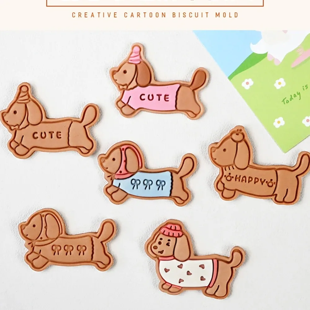 Cookie Mold Stamp Cartoon Sausage Dog Cookie Cutters Biscuit Mold Kitchen Baking Pastry Bakeware DIY Tools