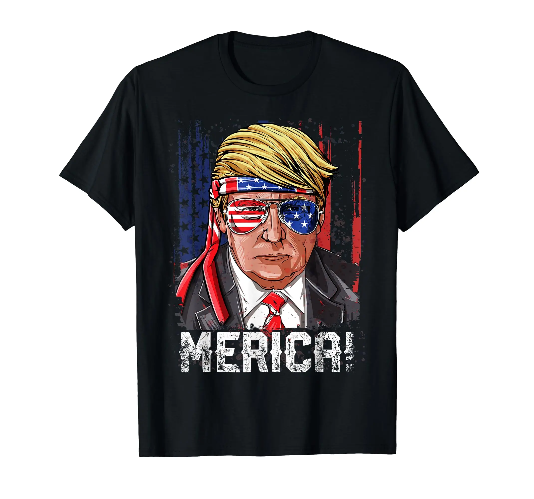 Trump 4th of July Merica Men Women USA American Flag Vintage T-Shirt