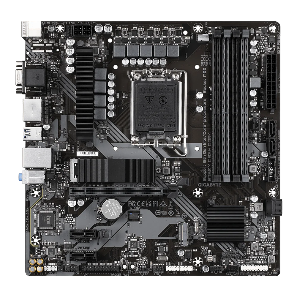 Gigabyte placa-mãe b760m ds3h ddr4 lga 1700 mainboard 64gb m.2 ddr4 5333mhz desktop intel b760 suporte i3 i5 i7 lga1700 cpu