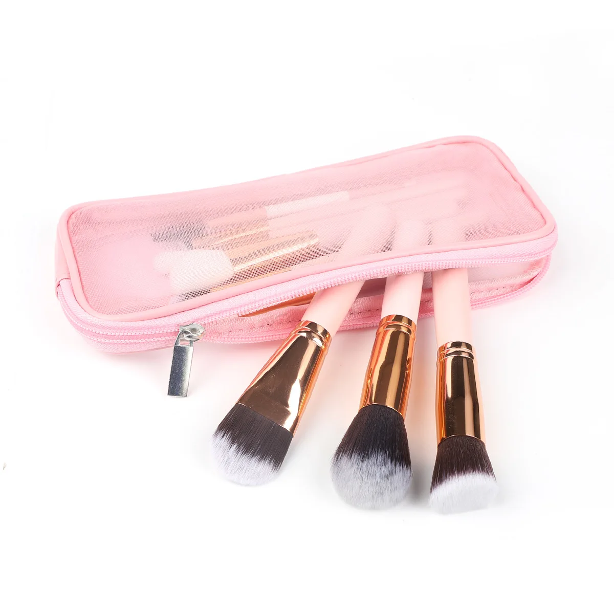 Makeup Brush Travel Case Cosmetic Toiletry Bag Organizer for Men Women Beauty Tools Mesh Dopp Kit Pouch Wash Storage Accessories