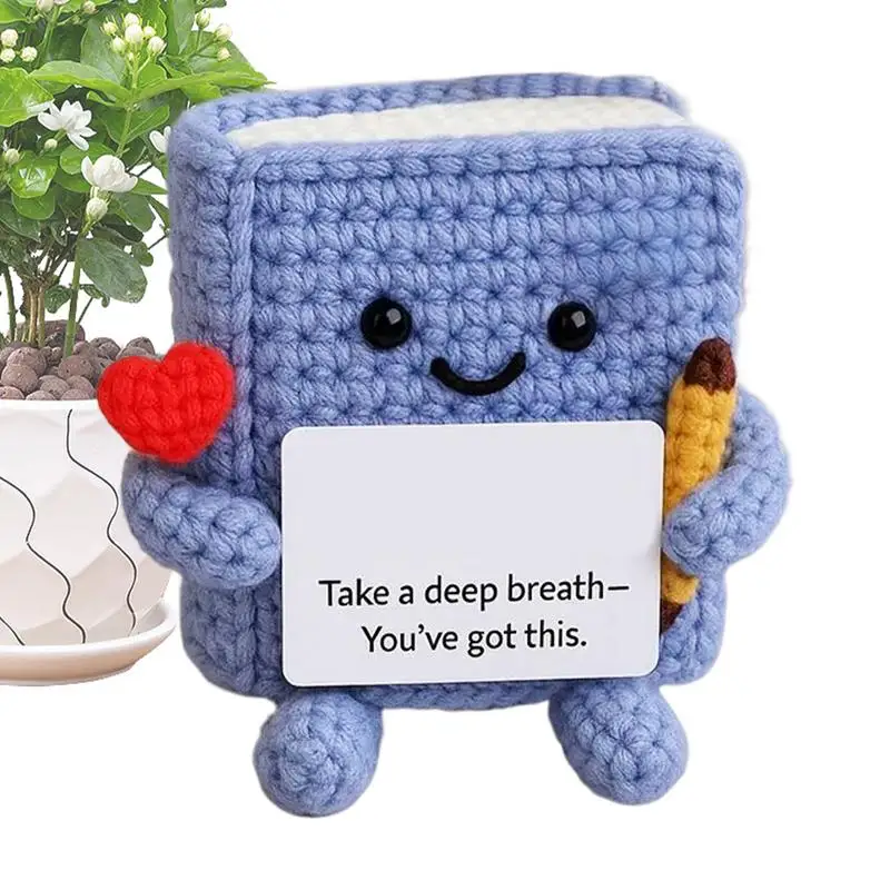 

Positive Book Cute Funny Positive Book Knitted Doll Collectible Cute Funny Knitted Room Desk Decor For Home Men Women Birthday