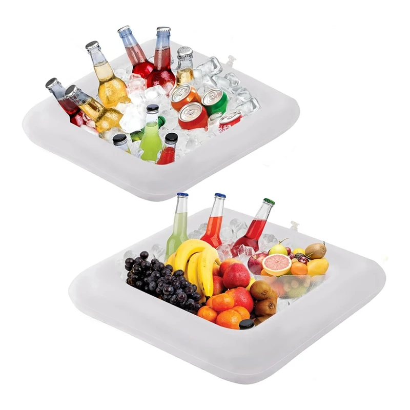 Best 2 PCS 24Inch Inflatable Serving Bar, Drinks Inflatable Cooler Table Pool Ice Tray For Party,Picnic & Camping