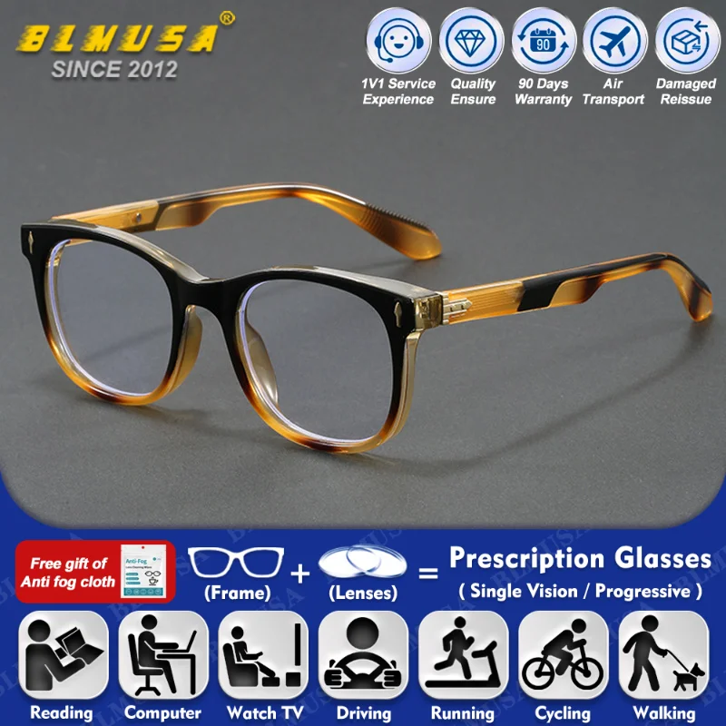 

BLMUSA (XL) Trendy Anti Blue Light Myopia Prescription Glasses Photochromic Multifocal Eyeware Men Polarized Optical Sunglasses