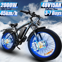 Electric Bike 2000W Dual Motor 48V15AH Lithium Battery E-Bike Hydraulic Disc Brake 21 Speed 26*4 Inch Fat Tire Electric Bicycle