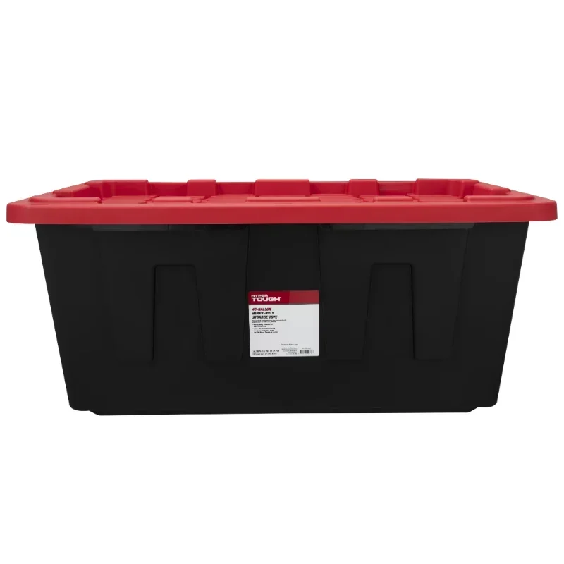 Tough 40 Gallon Snap Lid Plastic Storage Bin Container, Black with Red Lid, Set of 3storage  storage boxes  storage box