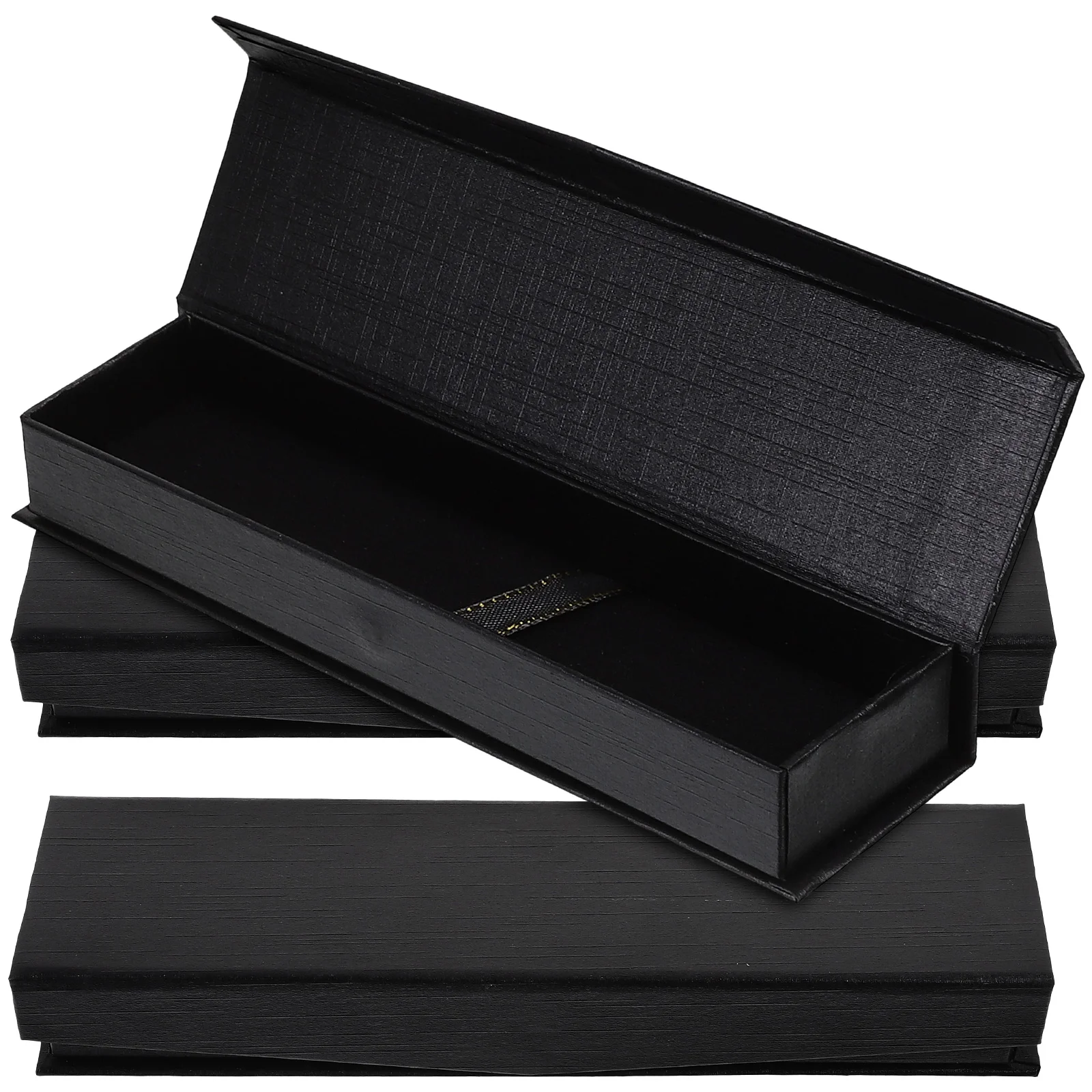 3 Pcs Cardboard Pen Case Single Display Present Boxes Sleeves Ball Point Pens Black Cloth