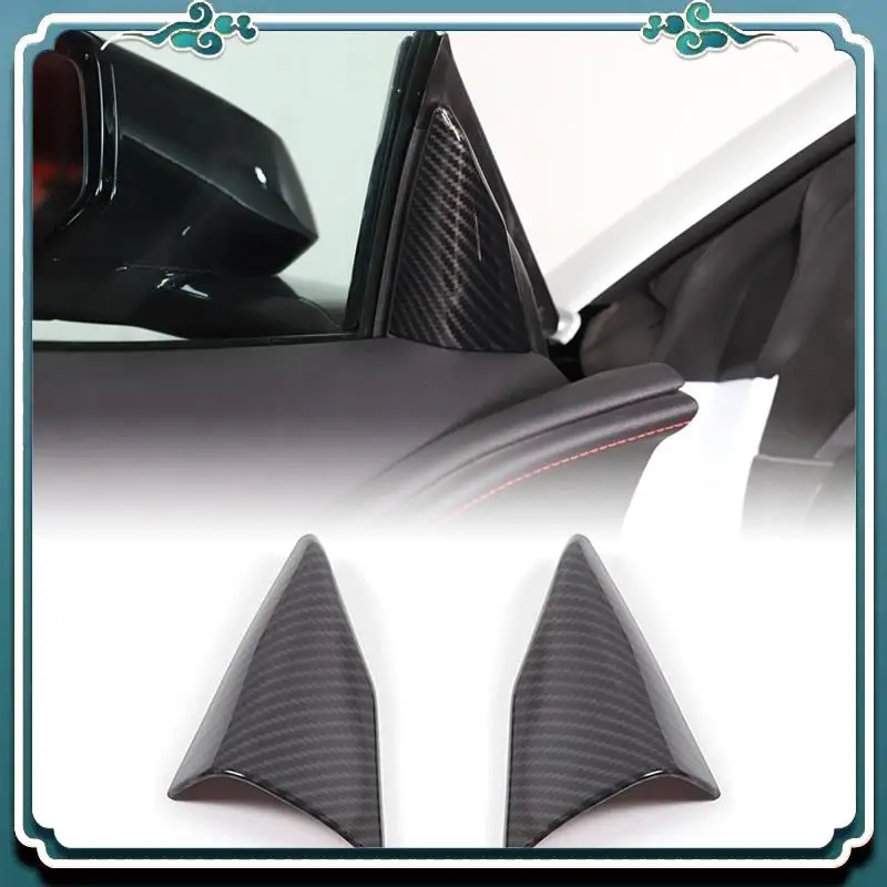 Premium For  Corvette C8 2020-2023 Car Inner Door Triangle A Pillar Cover Trim Accessories Component ABS Carbon Fiber