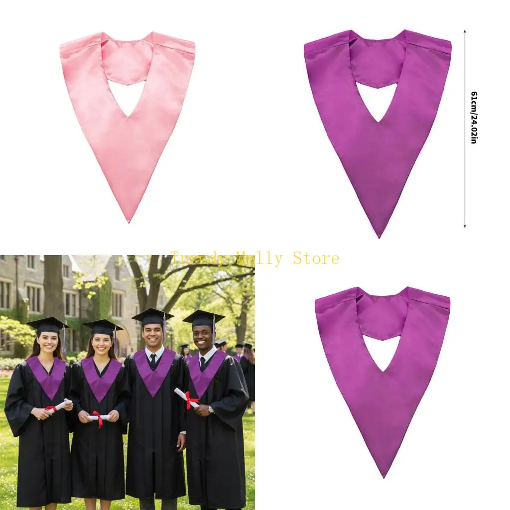 

N5KB Prom V Cut Graduation Stole Premium Thick Satins Academic Stole For Commencement
