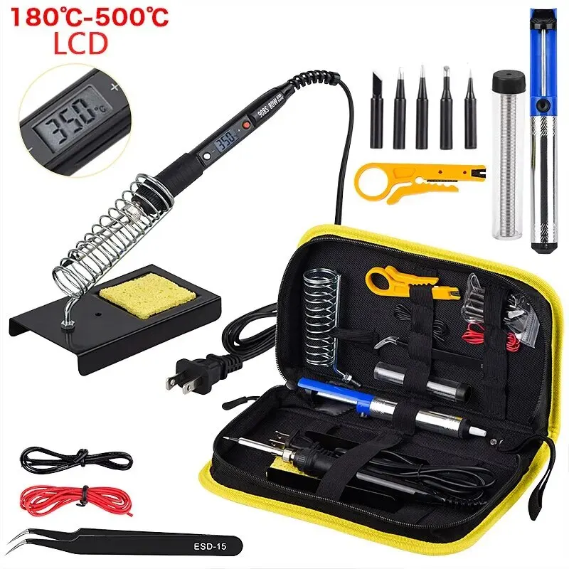 80W Electric Soldering Iron Kit Temperature Adjustable 220V 110V Welding Tools Set Soldering Flux Soldering Tips Rework Station