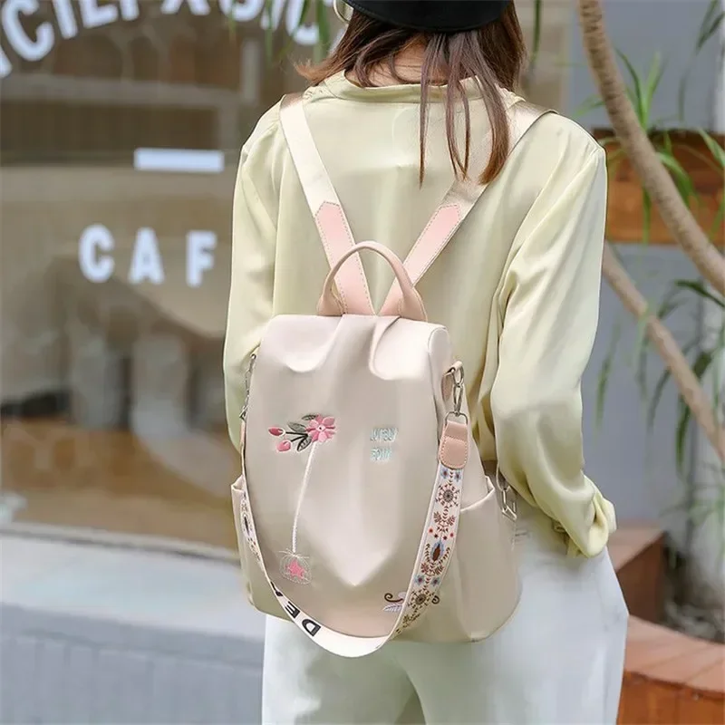 Waterproof Oxford Embroidery Women Backpack Fashion Anti 