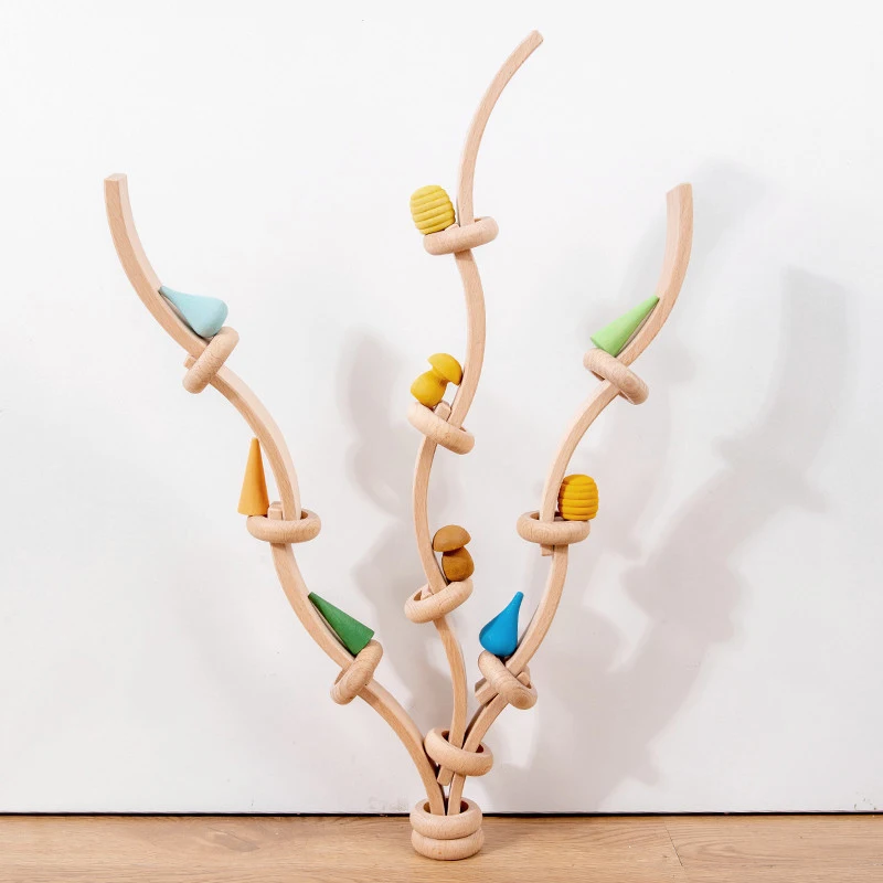 Kinder Regenbogen Bausteine Holz Spielzeug Konstruktor Stapeln Spiele Tröpfchen Kegel Pilze Montessori Materialien Bildung Spielzeug