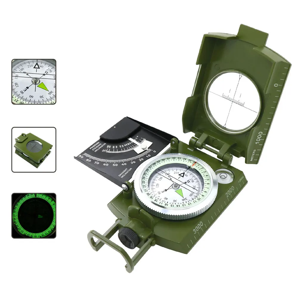 

K4074 High Precision Metal Compass Luminous Dial Multifunctional American Compass Outdoor Survival Tool Travel Gear NA69S