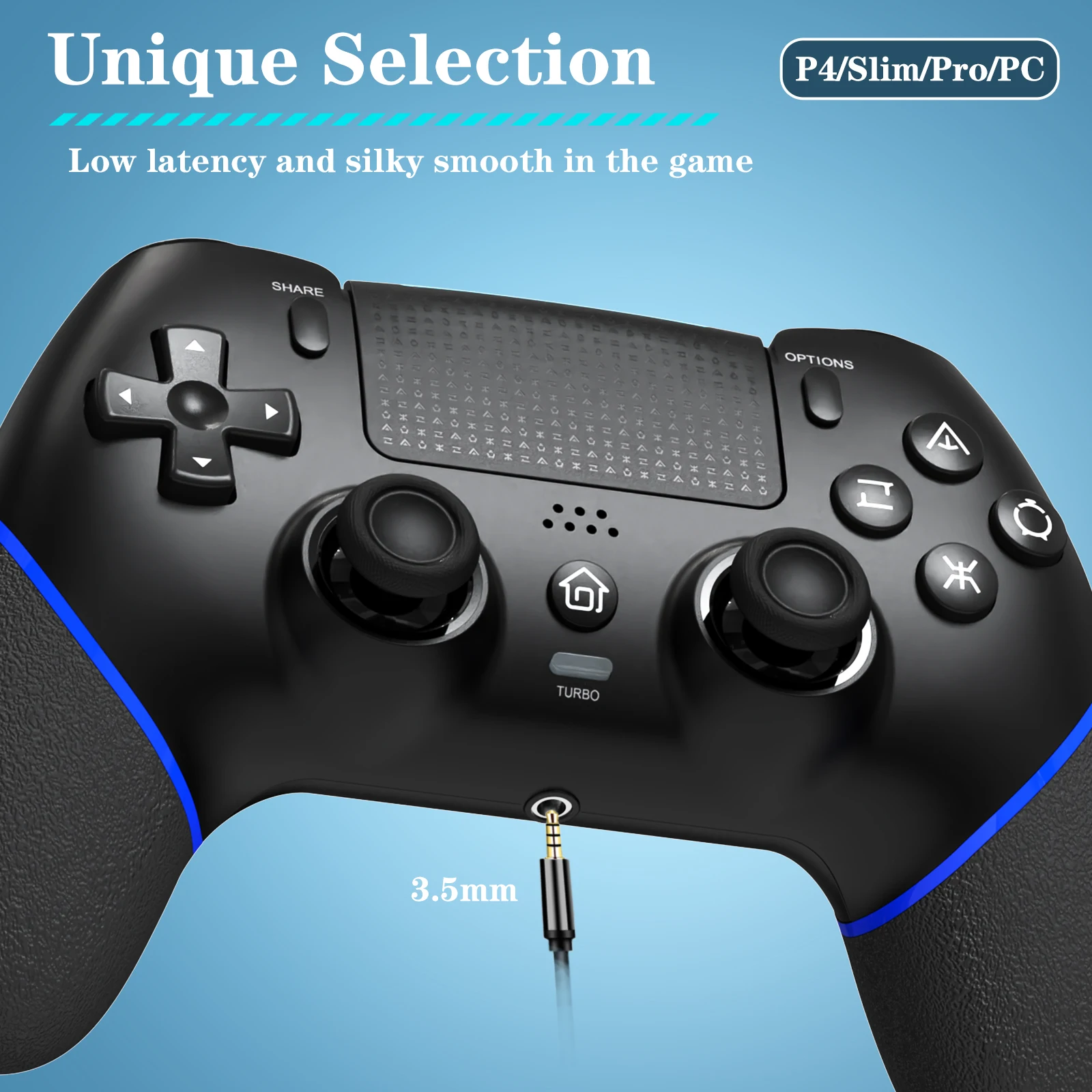For PS4 Gamepad Wireless Gaming Controller Hall Effect Joystick Turbo Function for PS4 Slim Pro Bluetooth Joypad Accessories