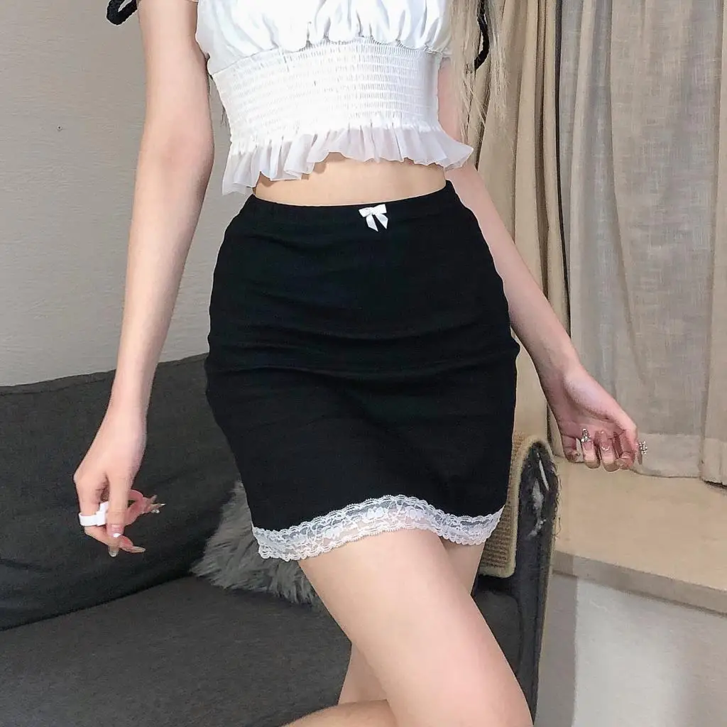 2000s Sweet Vintage Sexy Mini Skirts Y2K Aesthetic Korean Kawaii Skinny Wrap Bodycon High Waist Penceil Skirt Women Streetwears