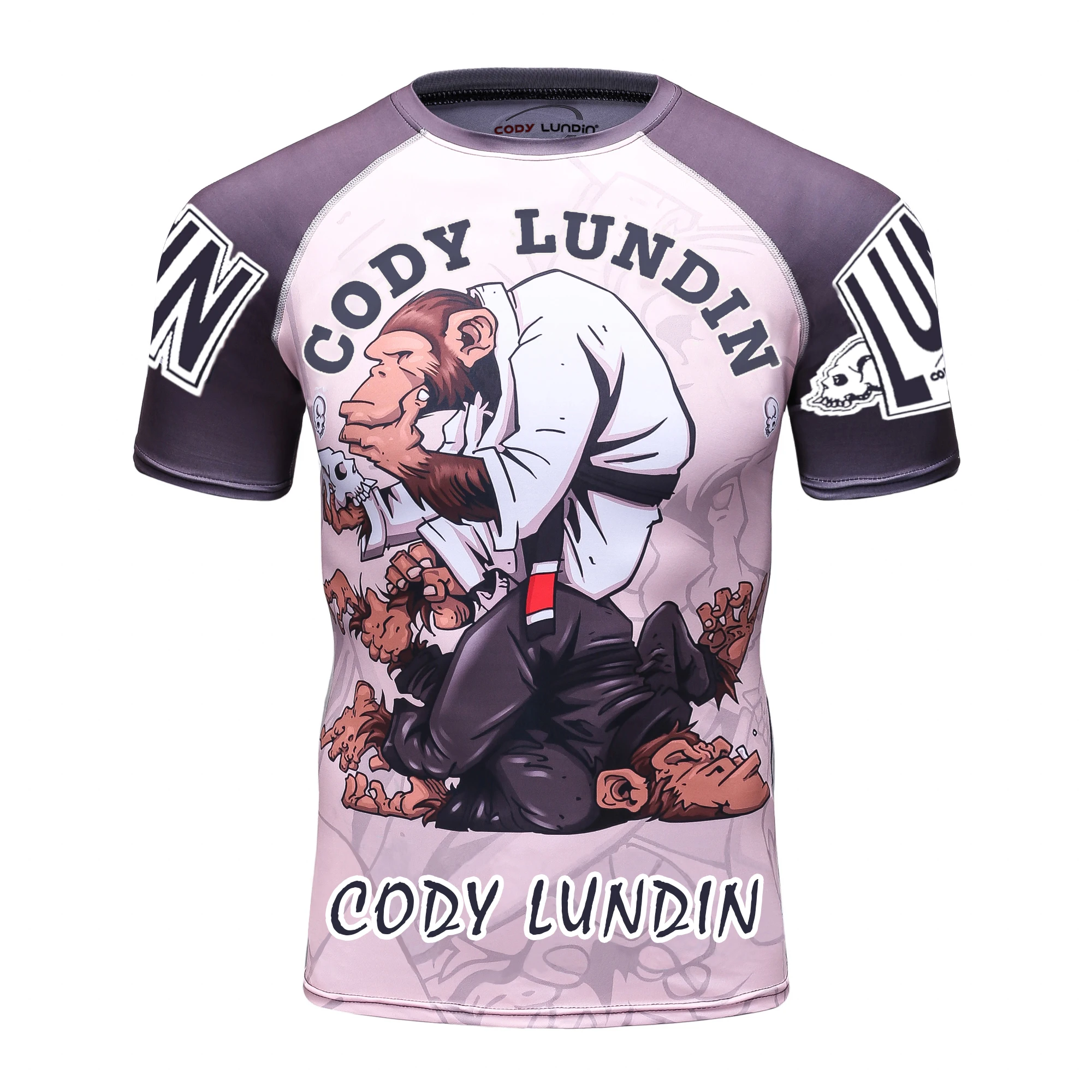 Camiseta de entrenamiento de compresión para hombre, camisa deportiva de manga corta con cuello redondo, lucha libre, Jiu Jitsu, Rashguard, ajustada, MMA