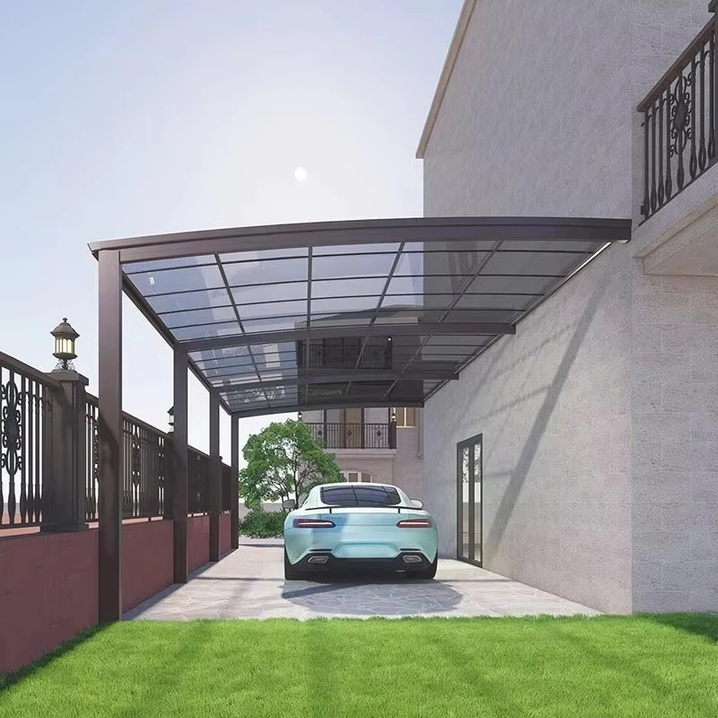 Sturdy Aluminum Structure Carport Outdoor Waterproof Carport Arched Roof Carport Fixed Roof Attached Shed Shelter