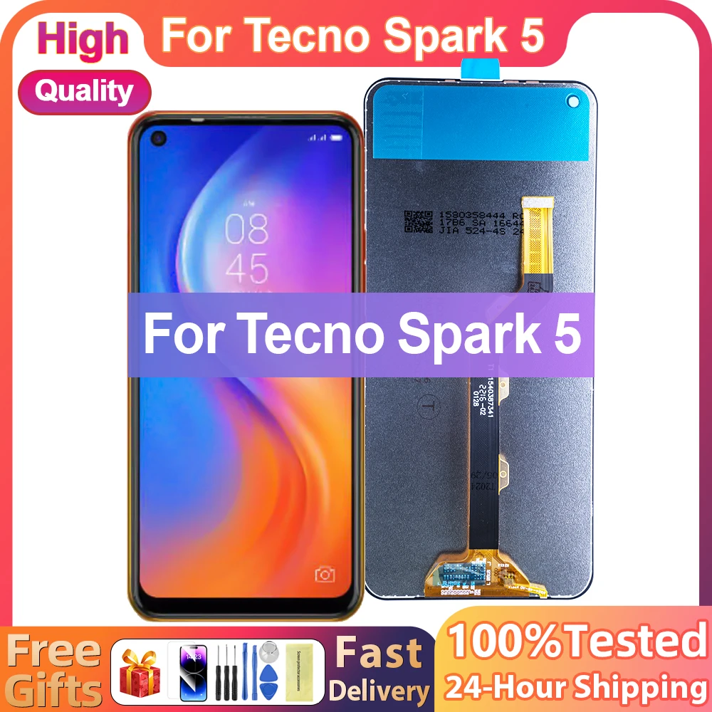 

6,6 "для TECNO Spark 5 KD7S KD7H ЖК-дисплей с цифровым преобразователем сенсорного экрана в сборе Pantalla для TECNO Spark 5 Pro KD7 LCD