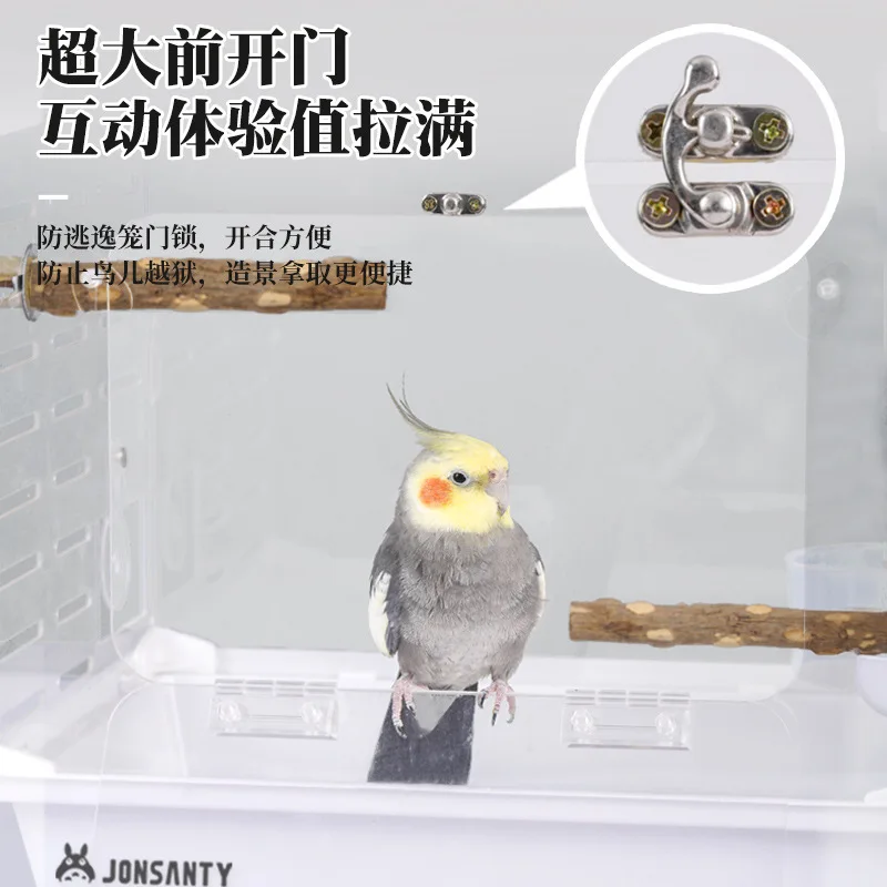 Transparent Birds Cage Foreground Ornamental Bird Cage Standing Bird House Breeding Flying Acrylic Crate Parrot Nest for Home