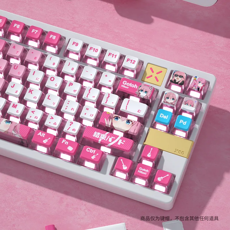 SPYSELF Bocchi the Rock! Bocchi-chan 4-seitige durchscheinende Pudding-Tastenkappen PBT-Sublimation