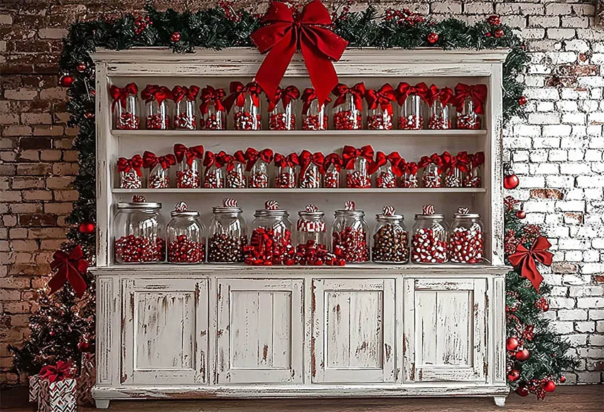 Mehofond-خلفية تصوير قديمة بقوس أحمر ، خلفيات صور ، خزانة خشبية ، متجر حلوى عيد الميلاد ، ديكور حفلة عيد ميلاد الطفل