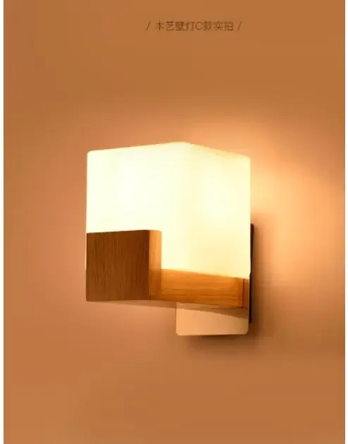 

Wooden Modern Led Wall Lamps Nordic Frosted Glass Wood Lights Sconce Hallway Aisel Hotel Bedroom Minimalist Solid Wood Corridor