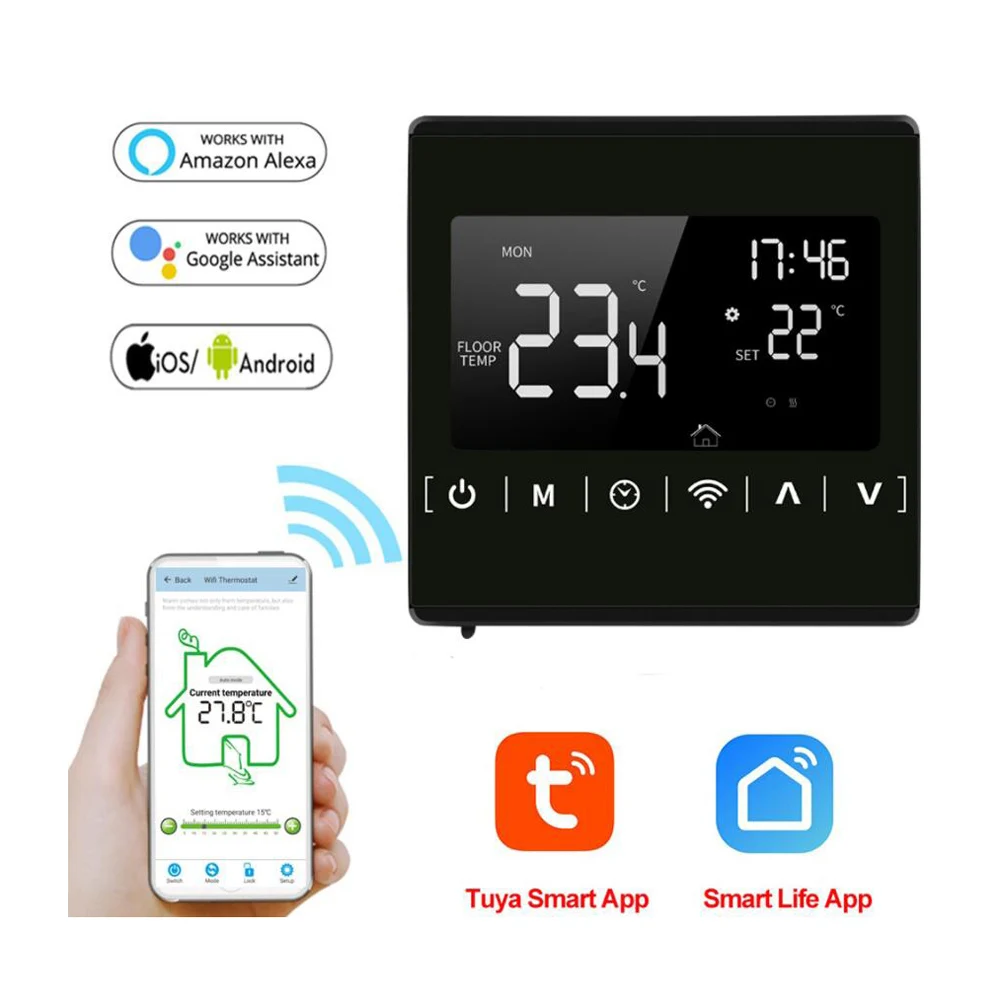 

Tuya WiFi термостат для Пола Smart Home Heating цифровой термостат 220V работает с Alexa Google Alice