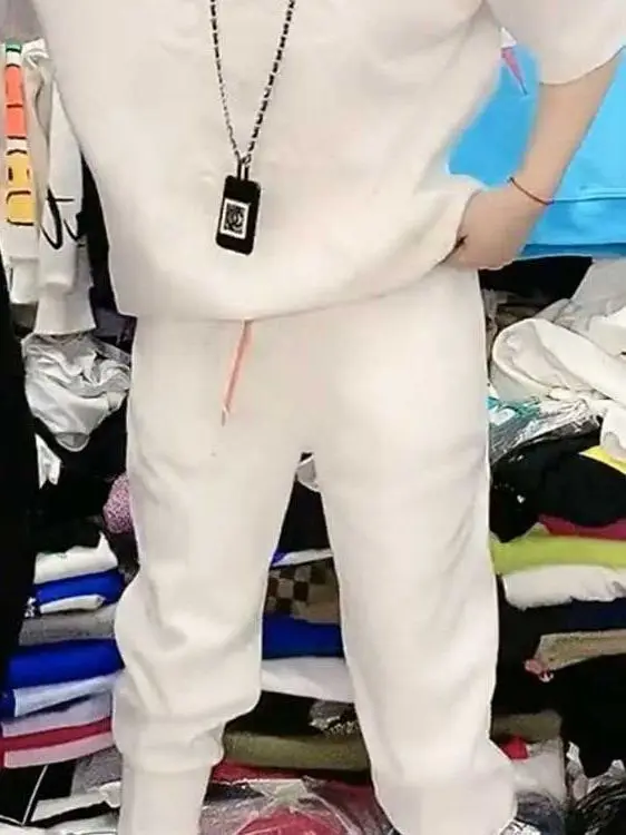 plus Size 300 Pou Hello Kit Blue Fat  Floing Print Casual Pants Cuffed Nine Point Sweatpants Women Fat MM