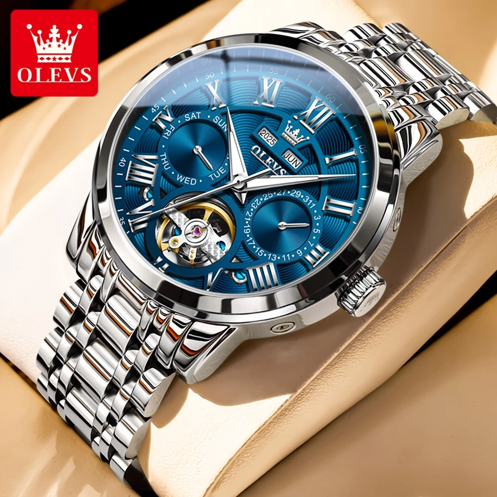 

OLEVS Original Luxury Automatic Mechanical Men Watch Stainless Steel Waterproof High Quality Multifunction Men's Wrist Watches