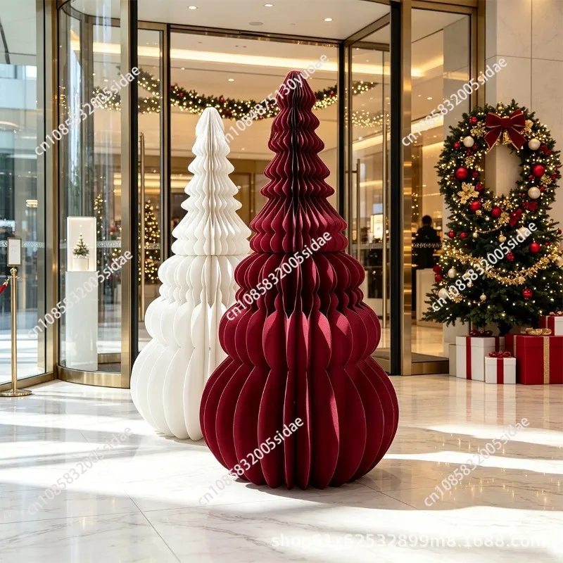 1.2 meters large Christmas tree thick paper honeycomb combination Christmas tree ornament decoration Christmas arrangement
