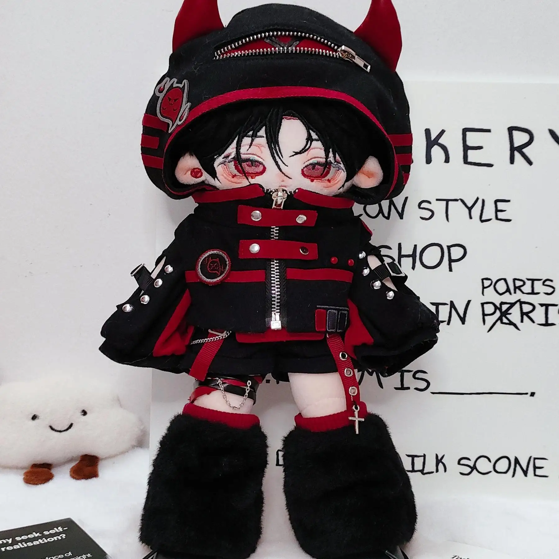 

30cm Plush Doll Clothes Cool Handsome Color Blocking Zipper Hooded Vest Loose Top Pants Gorgeous Set For Doll Accessories Toy