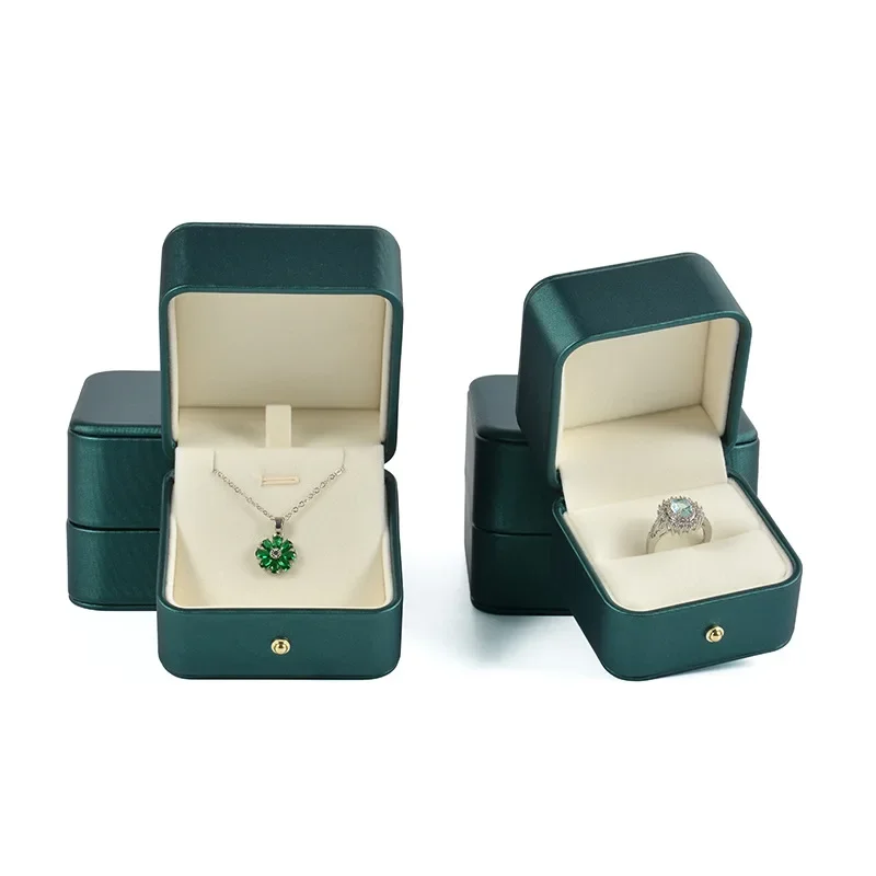 LbarleyHigh Quality PU Leather Jewely Boxes Necklace Bangle Bracelet Ring Gift Packaing Case with Custom Logo